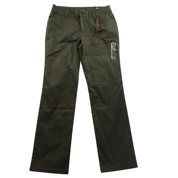 NWT Lee Womens Pants Size 8 Relaxed Fit Straight Leg Wrinkle-Free Mid Rise Green - Picture 1 of 8